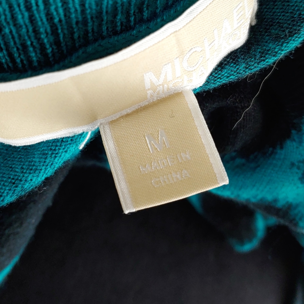 Michael Kors Womens M Blue & Black Giraffe V Neck Knit Top - Picture 5 of 7
